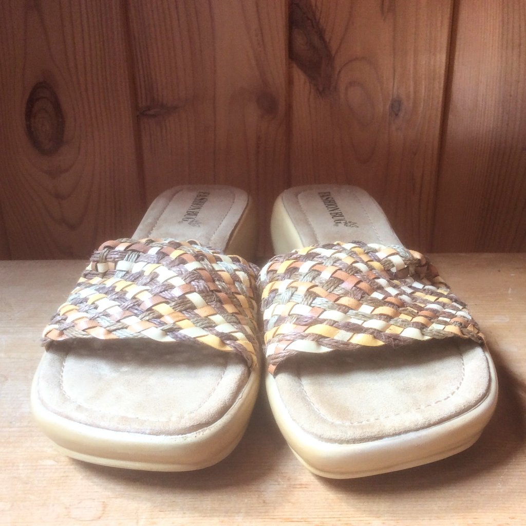 Vintage Y2k Fashion Bug Patti Slide Woven Square Toe Sandal Size 10m